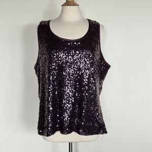 Chico's Sparkling Sequin Tank Top - Dark Purple